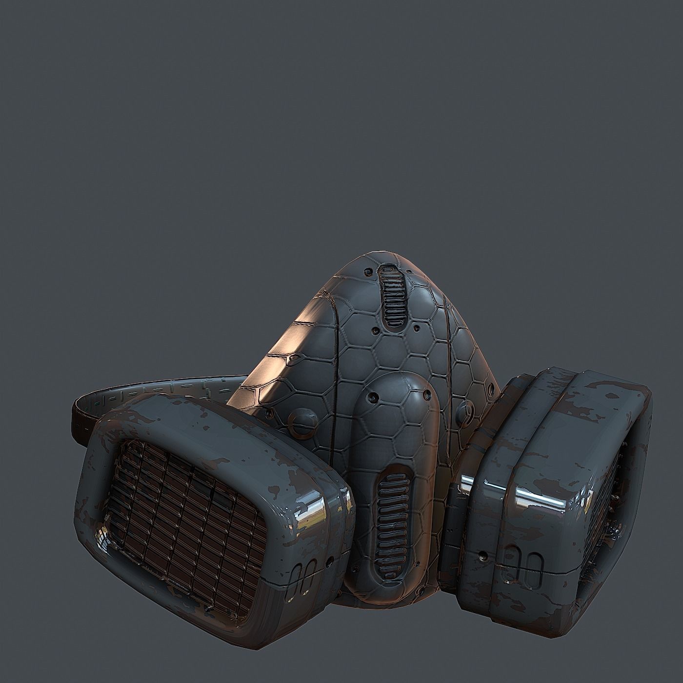 Gas mask helmet 3d model scifi Low-poly 3D model_3