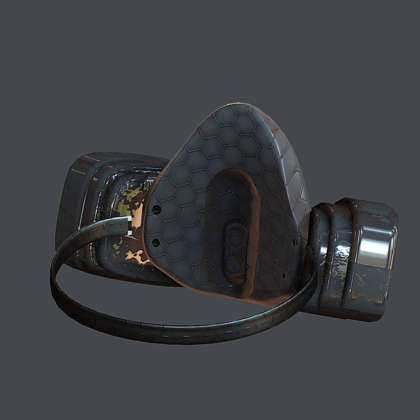 Gas mask helmet 3d model scifi Low-poly 3D model_4