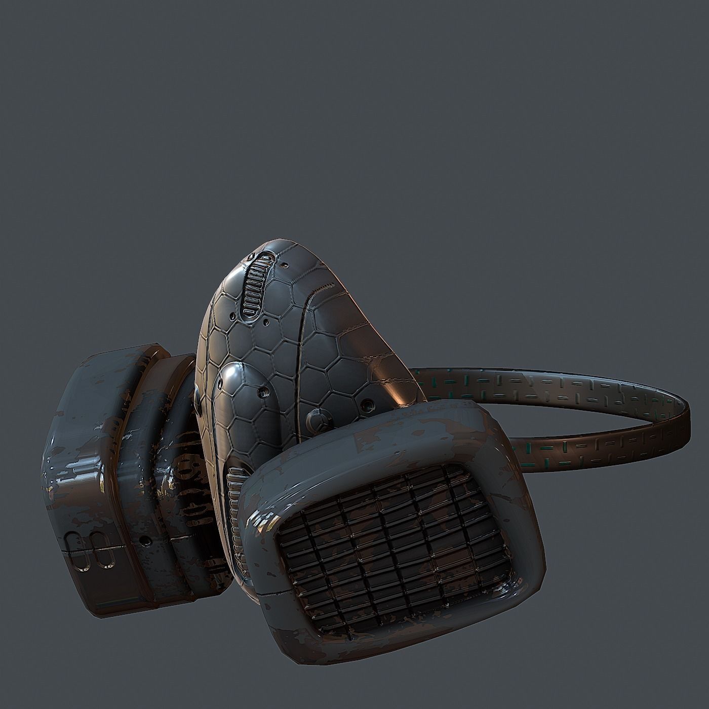 Gas mask helmet 3d model scifi Low-poly 3D model_5