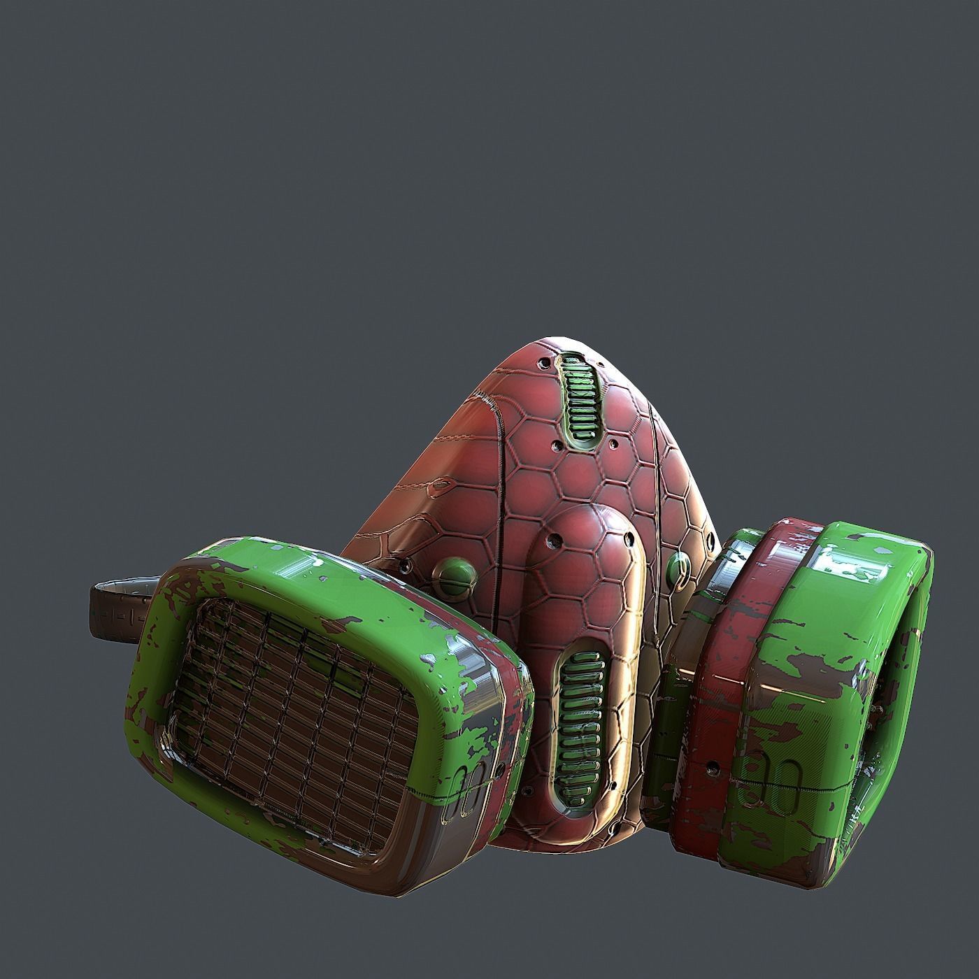 Gas mask helmet 3d model scifi Low-poly 3D model_3
