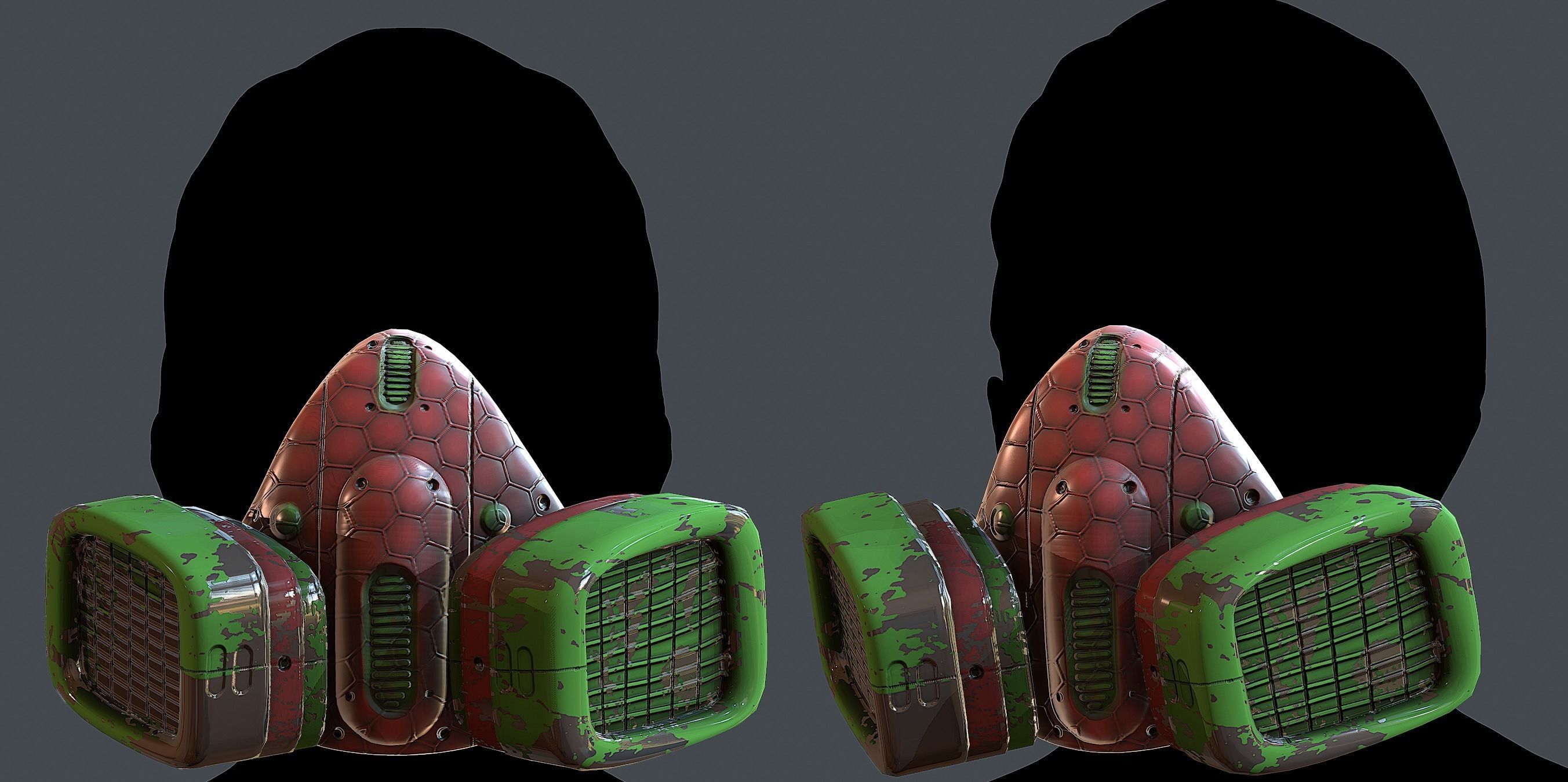 Gas mask helmet 3d model scifi Low-poly 3D model_1