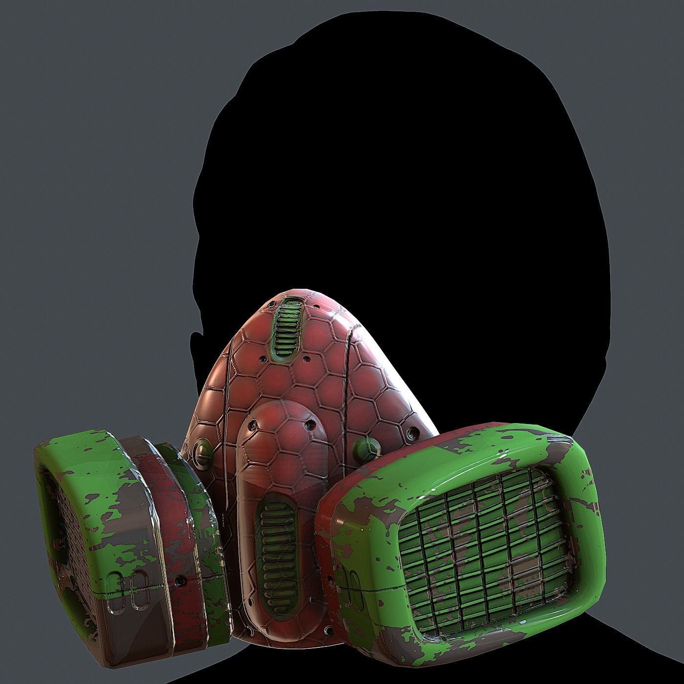 Gas mask helmet 3d model scifi Low-poly 3D model_2