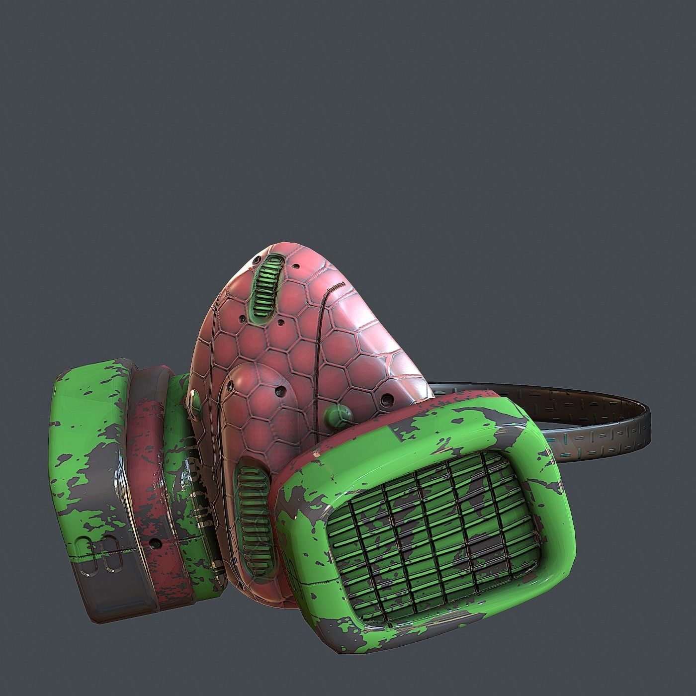 Gas mask helmet 3d model scifi Low-poly 3D model_5