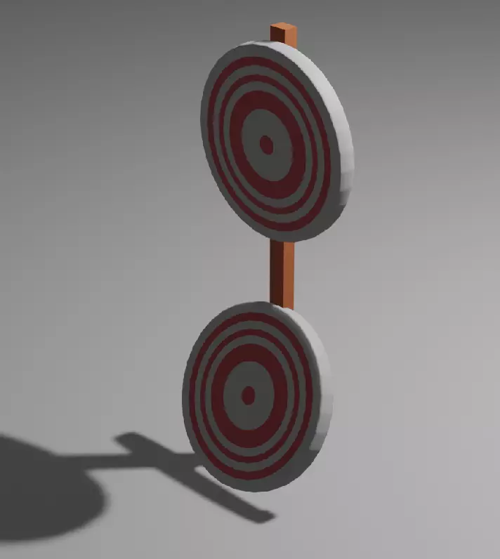 Target with two discs Low-poly 3D model_0