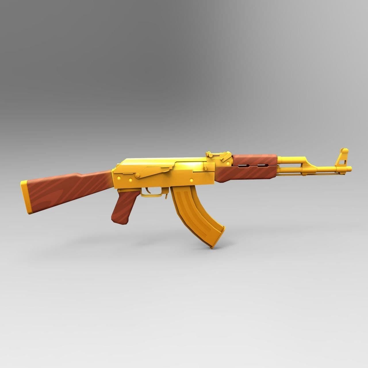 AK 47 Low Poly Mobile Game Ready model Low-poly 3D model_4