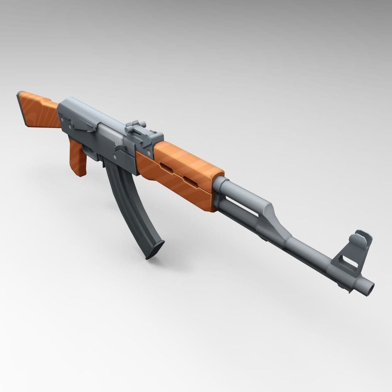 AK 47 Low Poly Mobile Game Ready model Low-poly 3D model_2