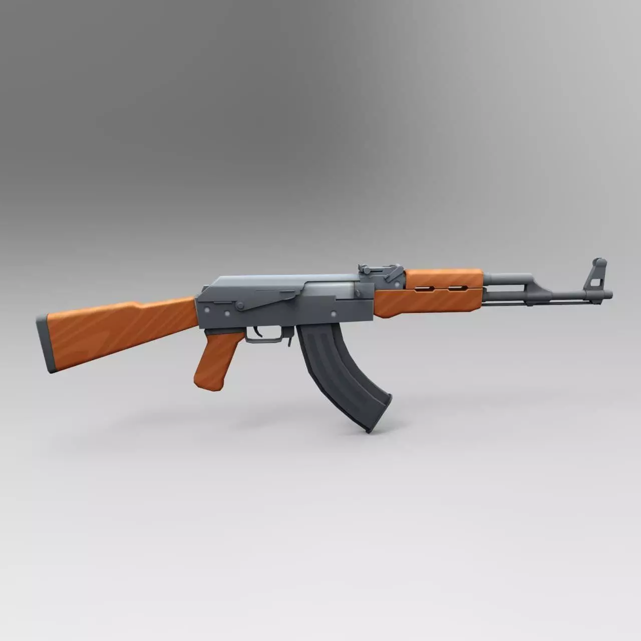 AK 47 Low Poly Mobile Game Ready model Low-poly 3D model_0