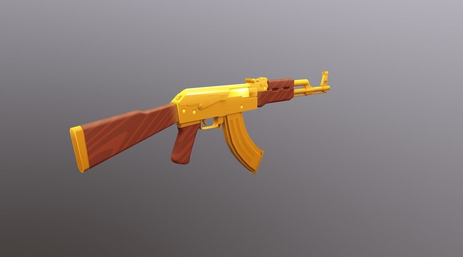 AK 47 Gold Low Poly Mobile Game Ready model Low-poly 3D model_4