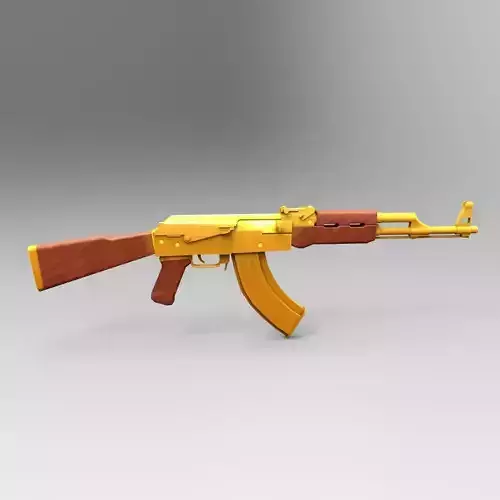 AK 47 Gold Low Poly Mobile Game Ready model