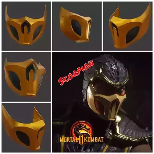 Scorpion mask from Mortal Kombat 11 - Harumi guardian 3D print model Scorpion mask from Mortal Kombat 11 - Harumi guardian 3D print model