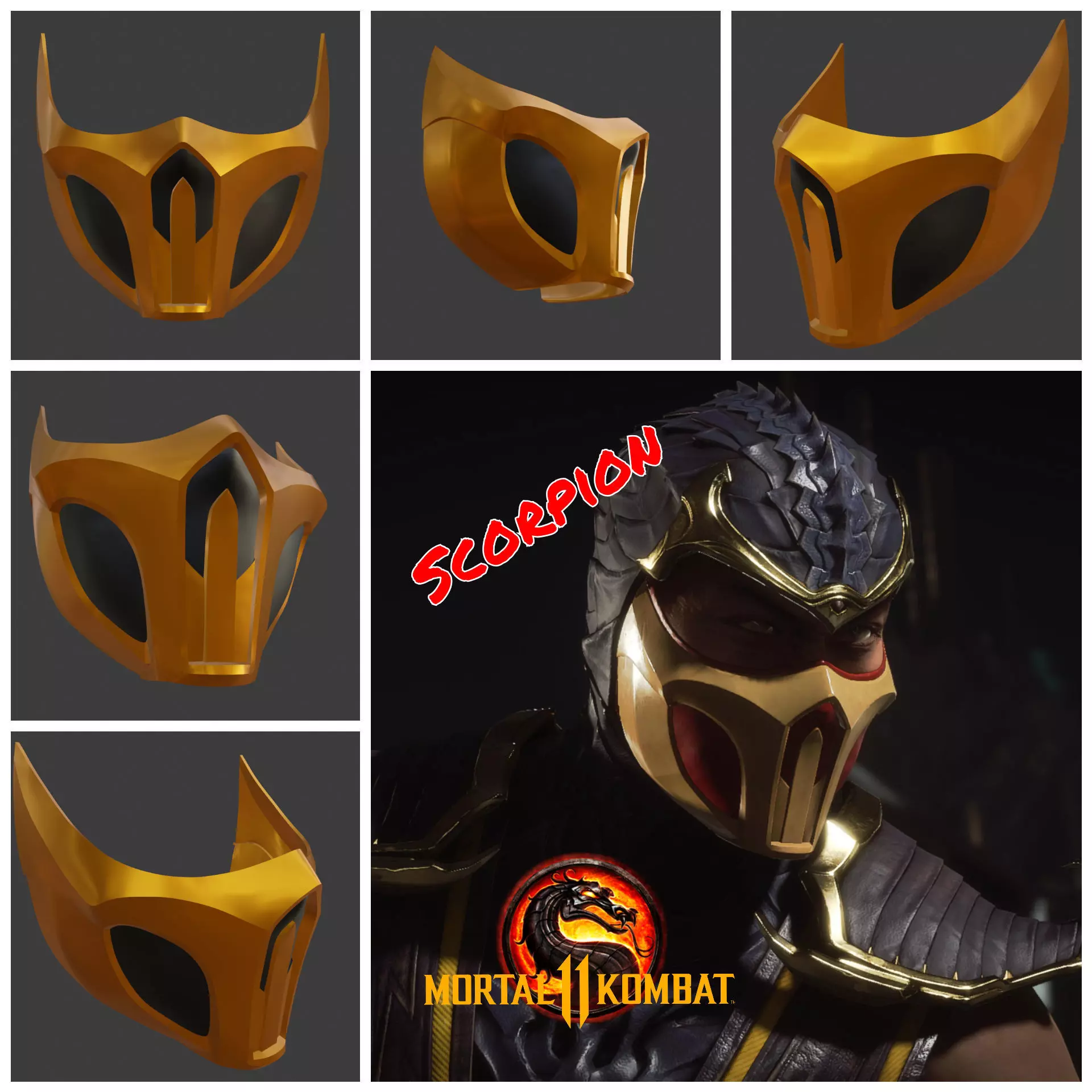 Scorpion mask from Mortal Kombat 11 - Harumi guardian 3D print model_0
