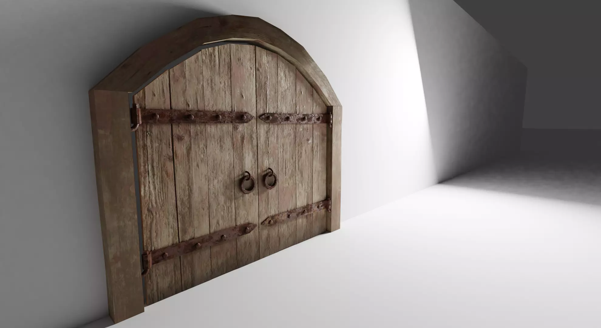 Medieval gates Low-poly 3D model_0