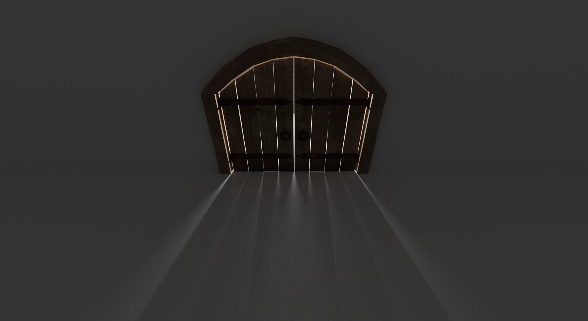 Medieval gates Low-poly 3D model_1