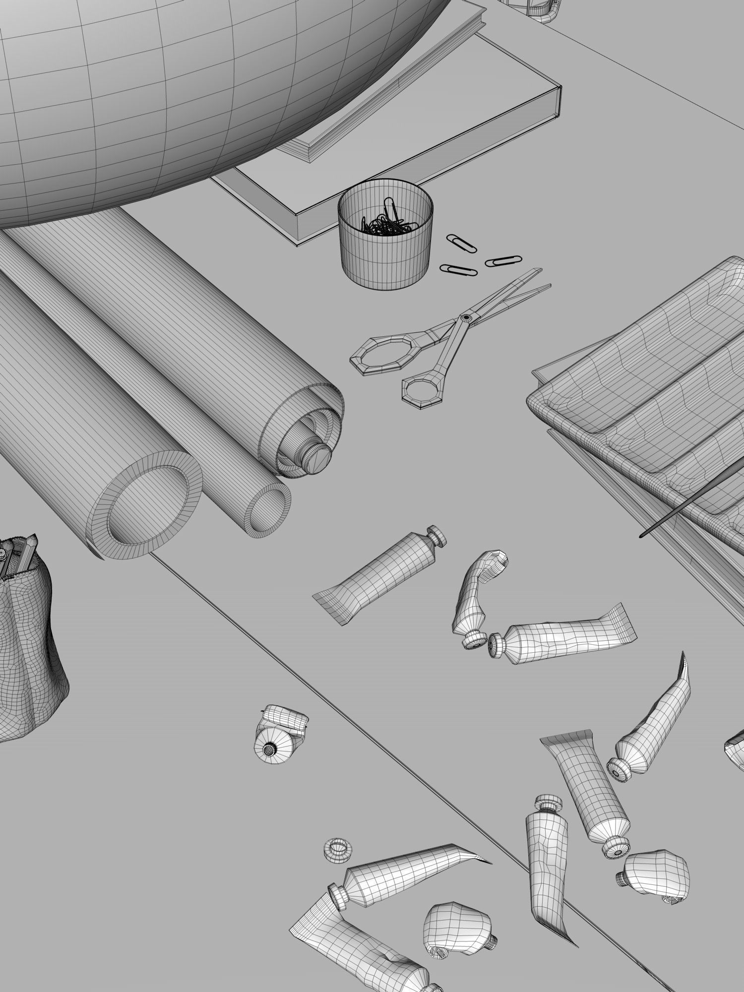 Watercolor Room interior scene 3D model_28