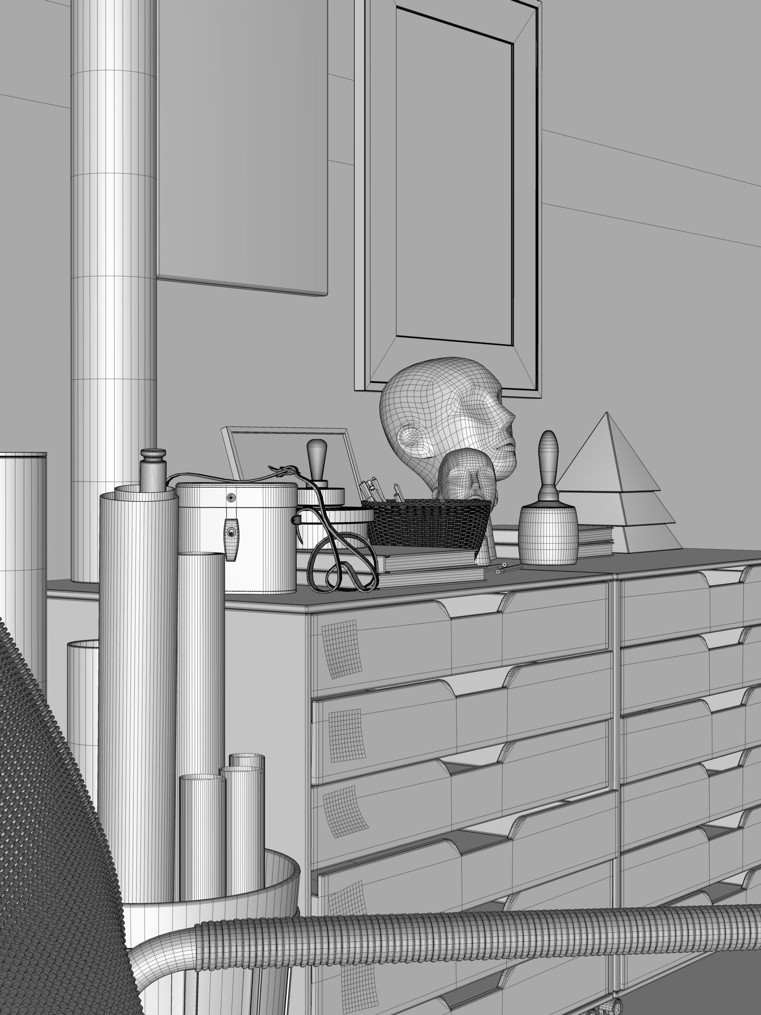 Watercolor Room interior scene 3D model_30