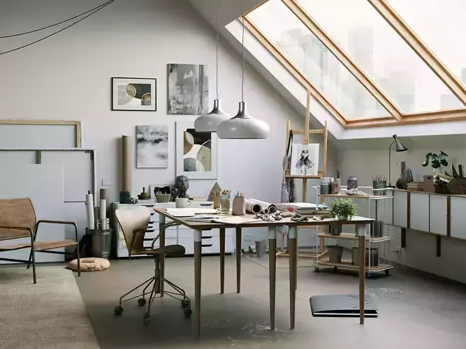 Watercolor Room interior scene 3D model