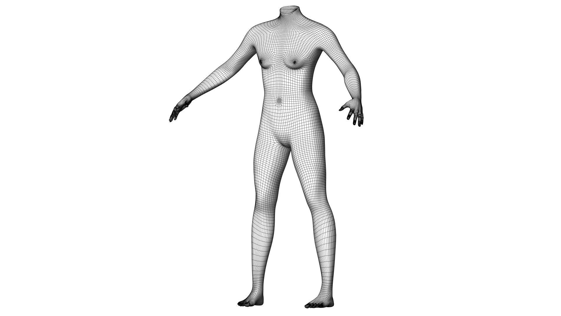 Character 46 High and Low-poly - Body female 3D model_3