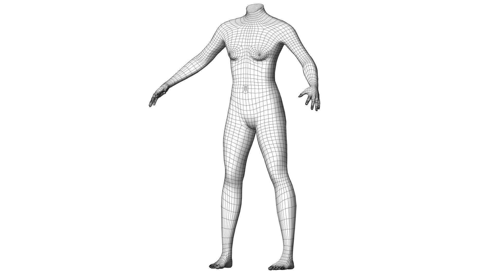 Character 46 High and Low-poly - Body female 3D model_4