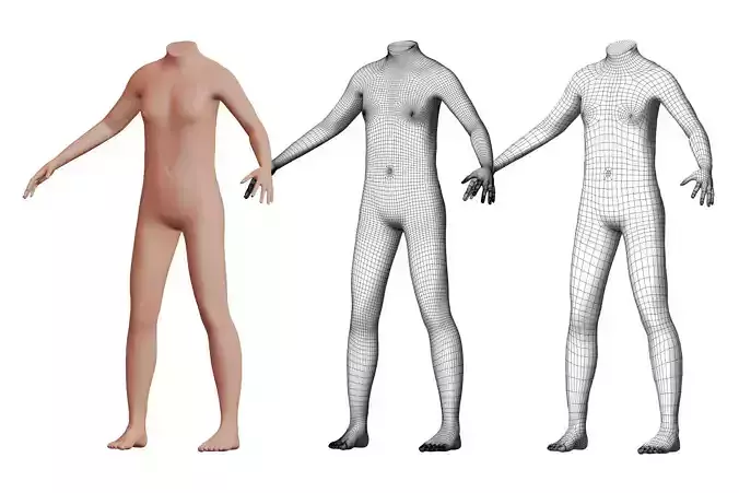 Character 47 High and Low-poly -  Body male 3D model