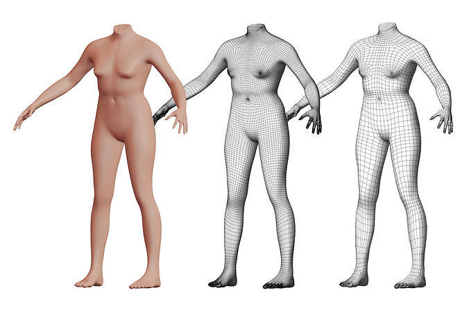 Character 48 High and Low-poly -  Body female 3D model