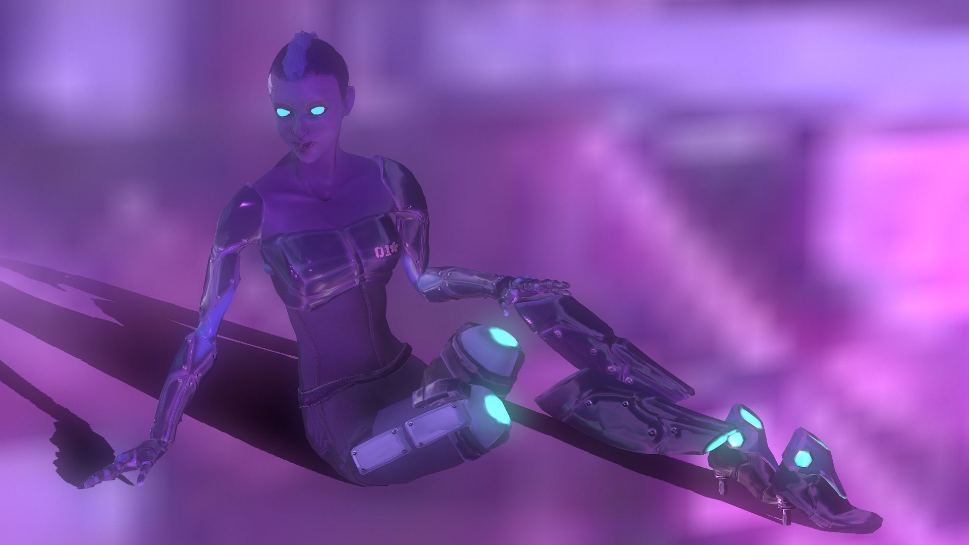Cyber Girl Low Poly model Low-poly 3D model_4