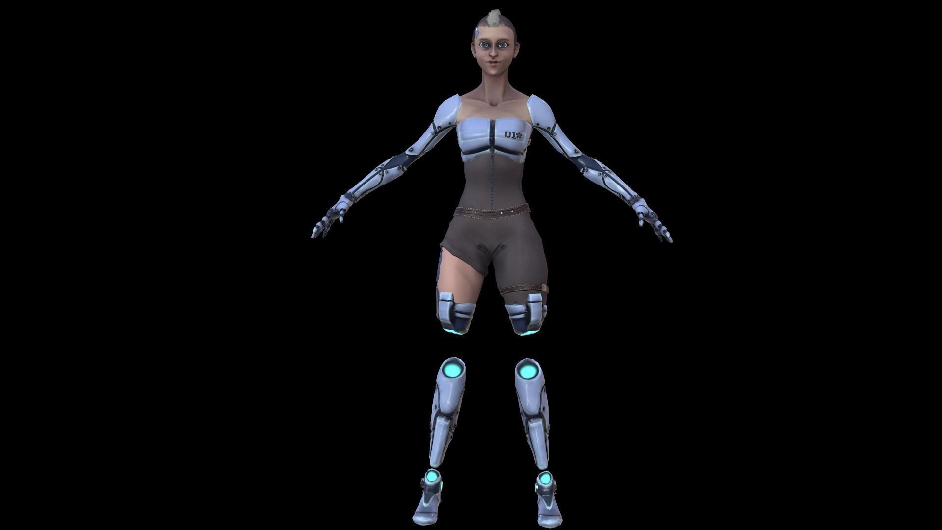 Cyber Girl Low Poly model Low-poly 3D model_16