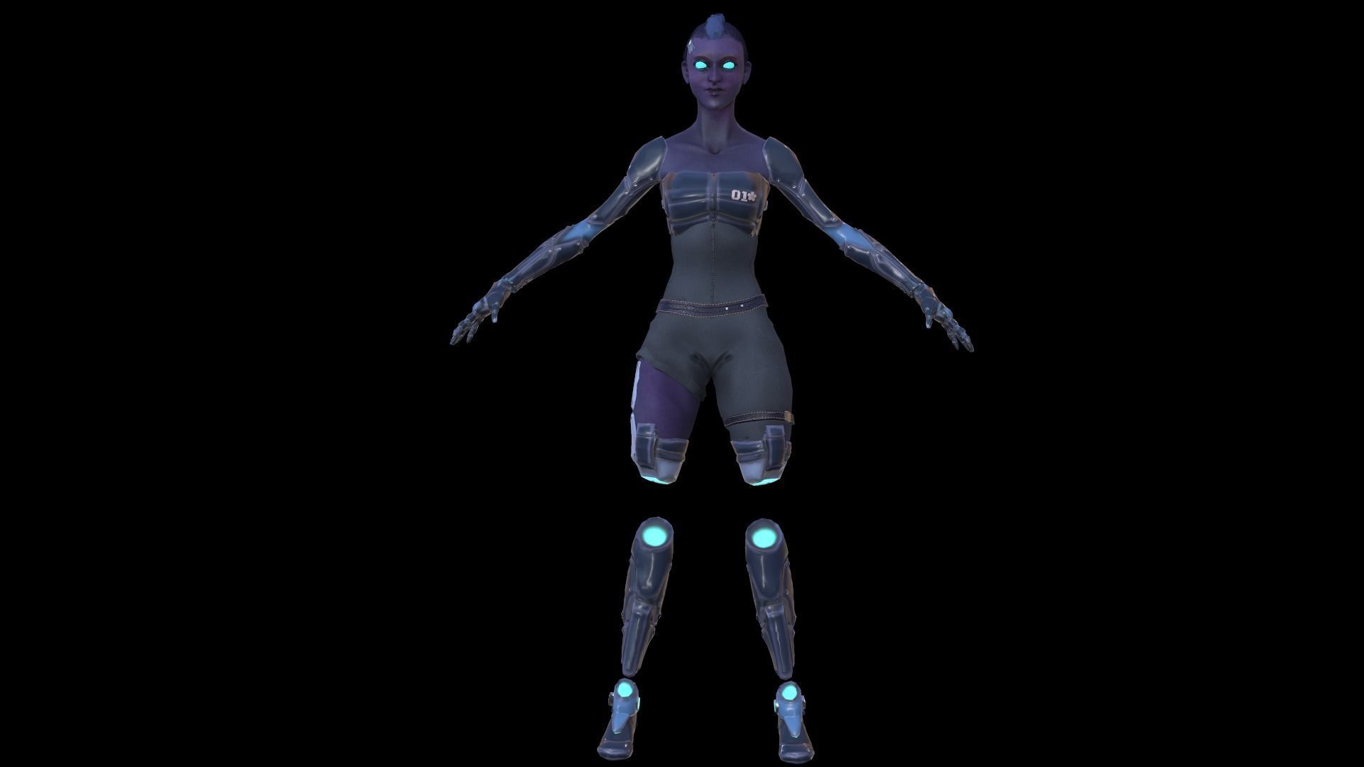 Cyber Girl Low Poly model Low-poly 3D model_15