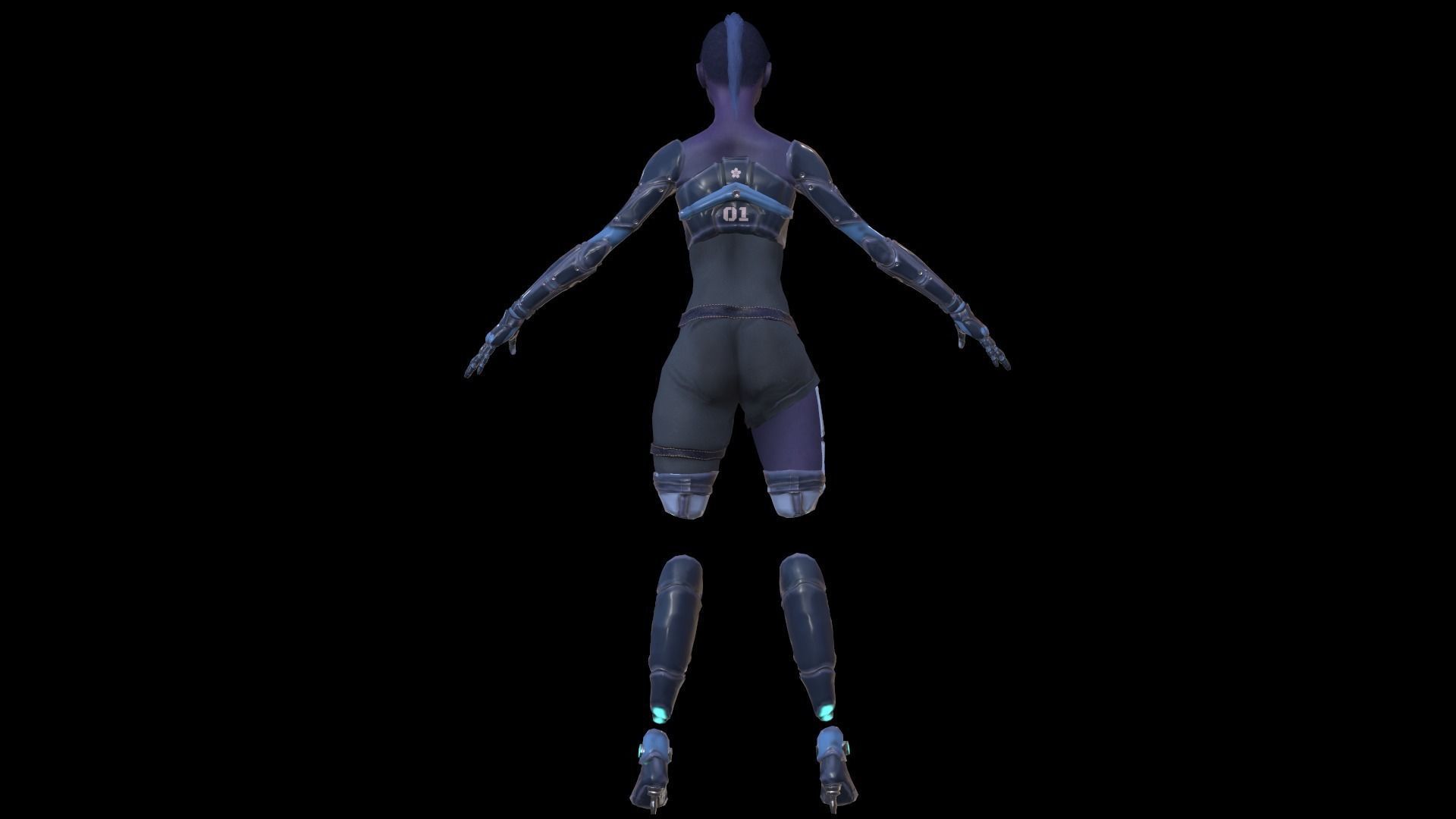Cyber Girl Low Poly model Low-poly 3D model_11