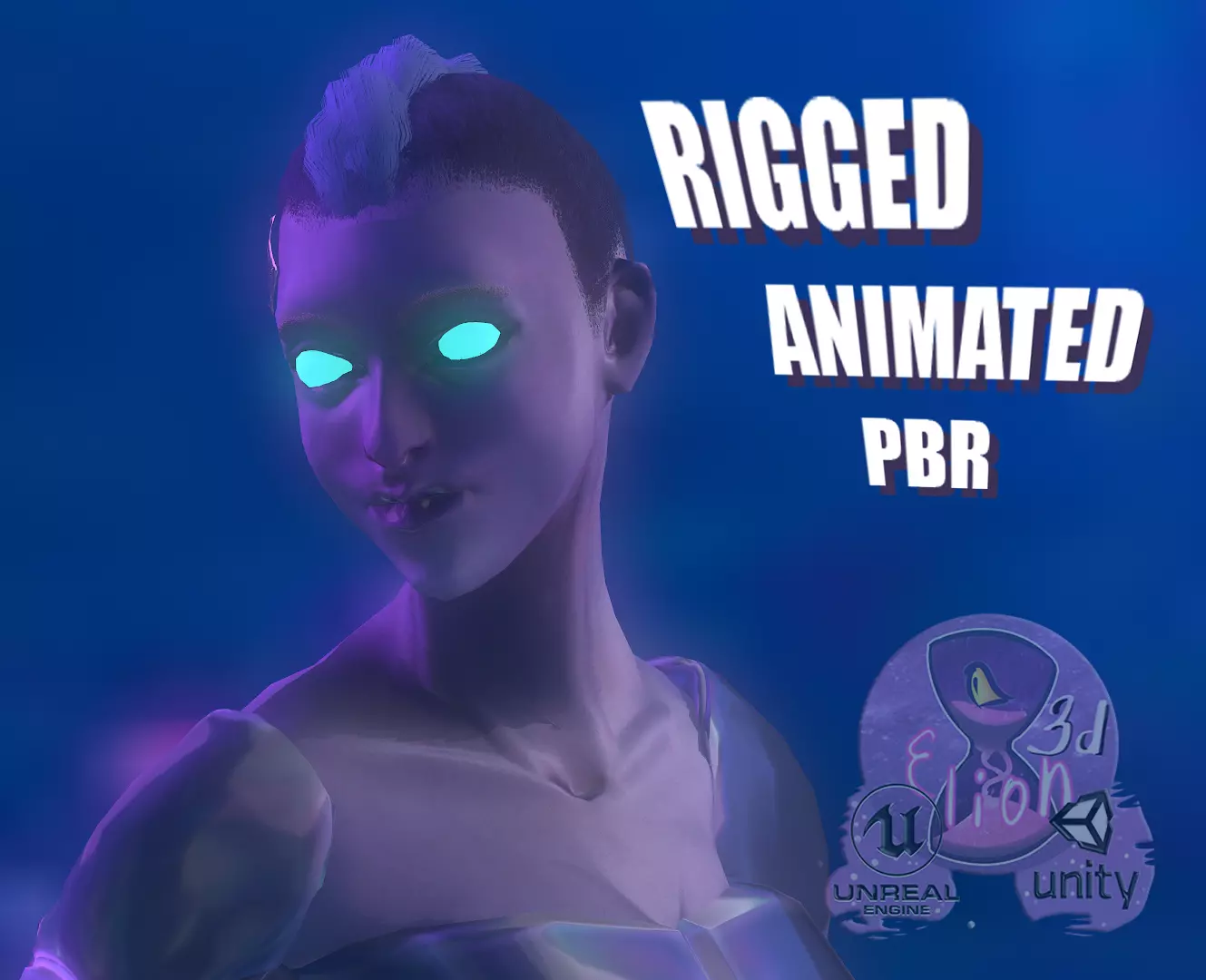 Cyber Girl Low Poly model Low-poly 3D model_0