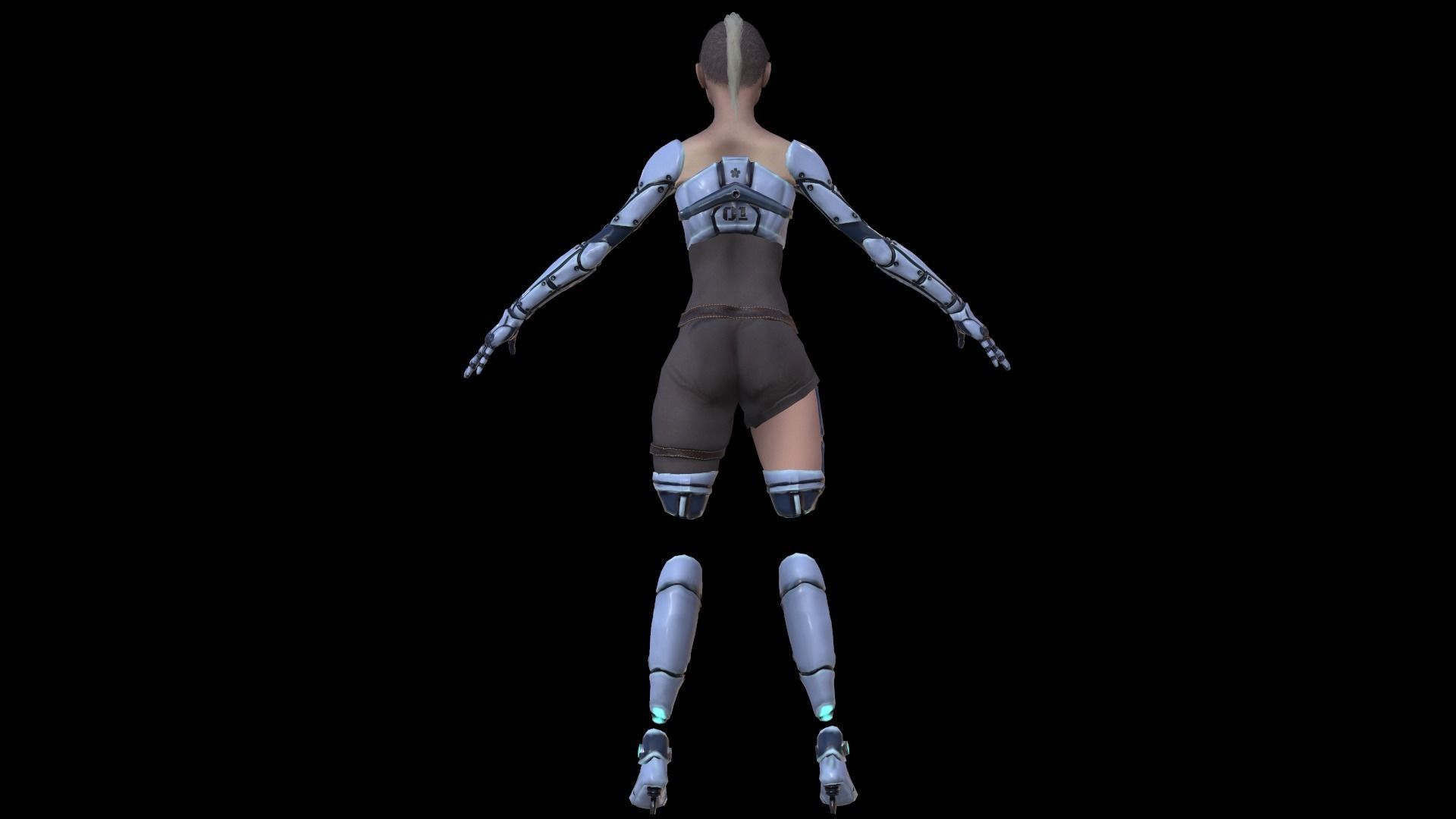 Cyber Girl Low Poly model Low-poly 3D model_14