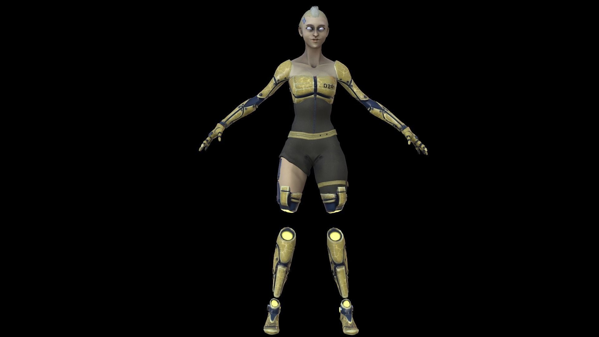 Cyber Girl Low Poly model Low-poly 3D model_12