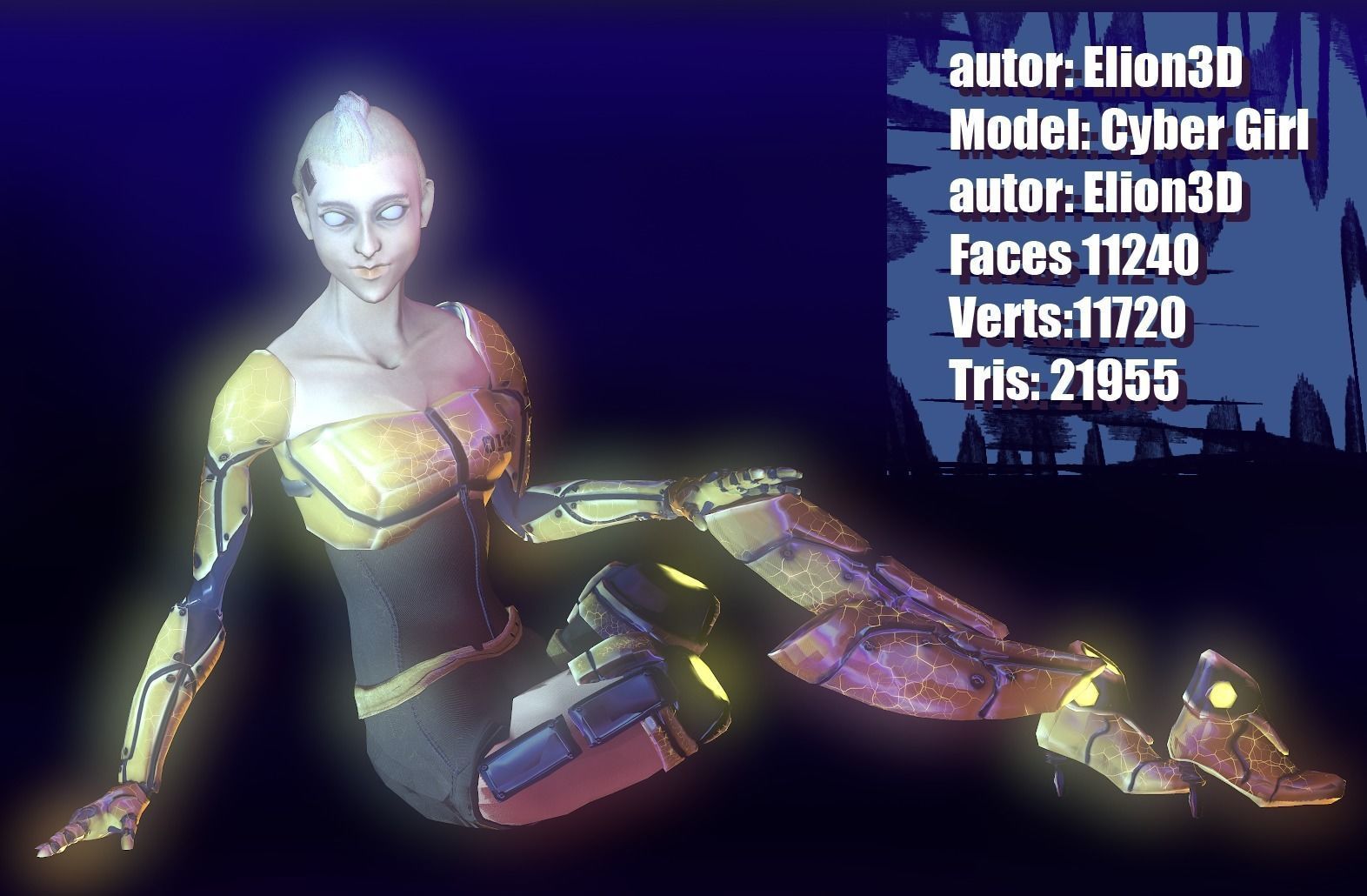 Cyber Girl Low Poly model Low-poly 3D model_3