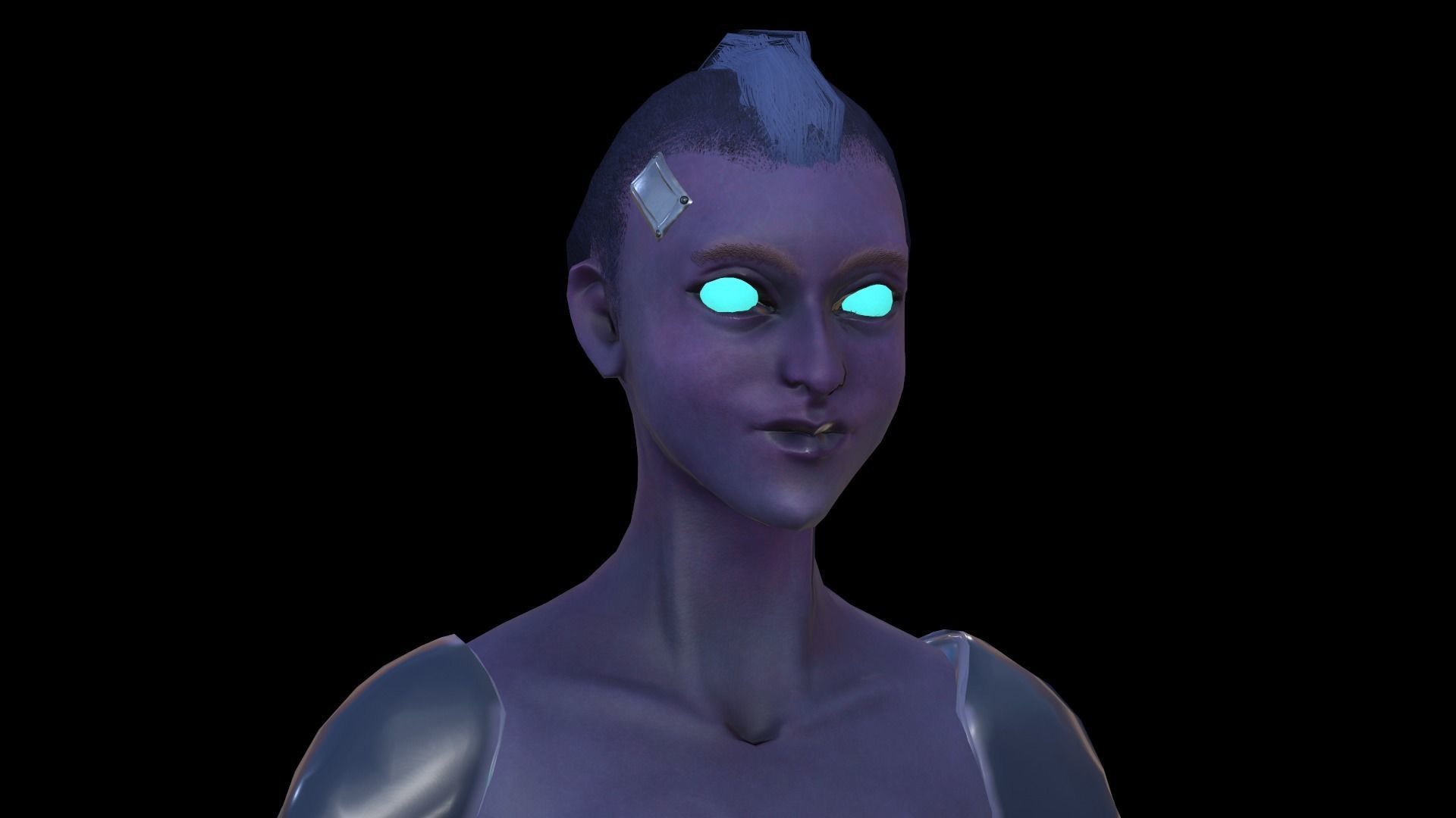 Cyber Girl Low Poly model Low-poly 3D model_7