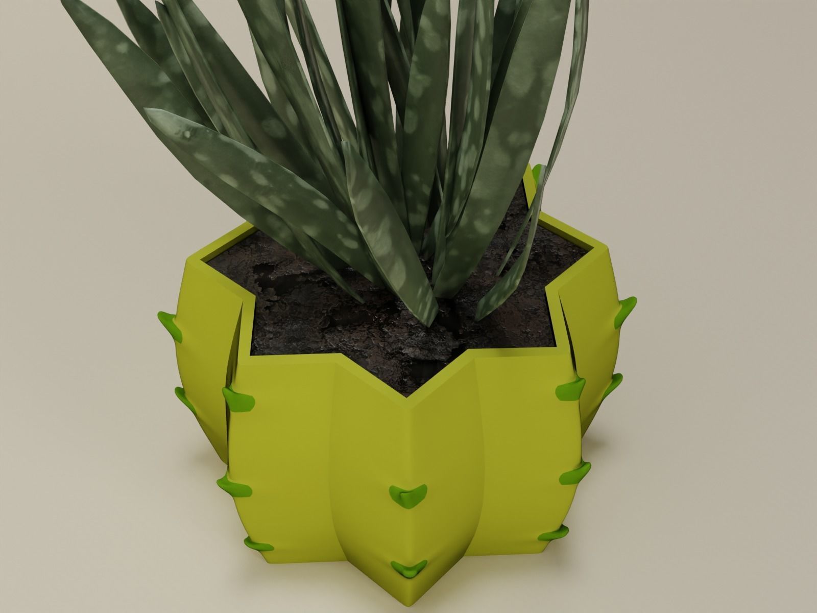 cactus plant pot 50  3D print model_3