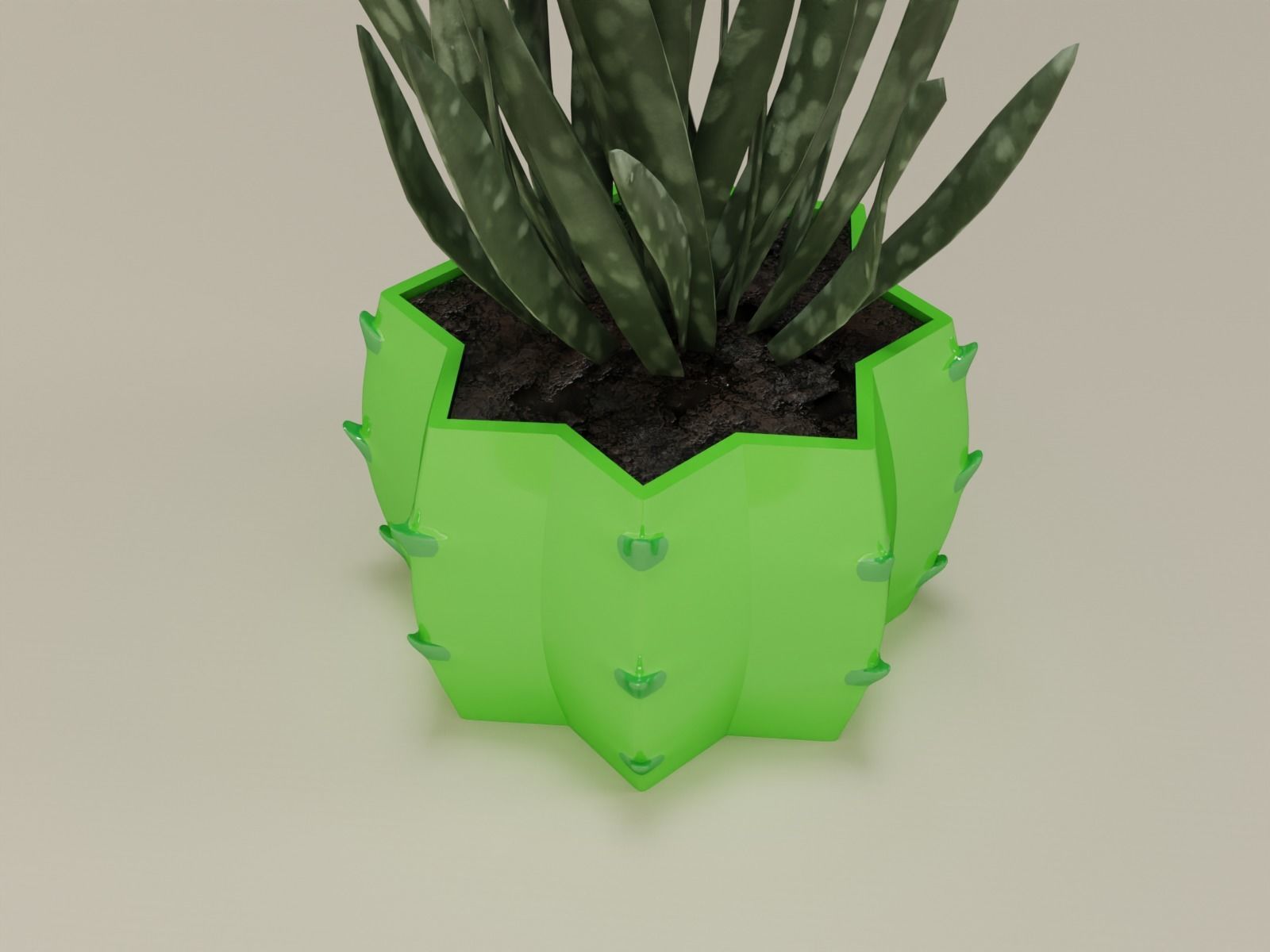 cactus plant pot 50  3D print model_8