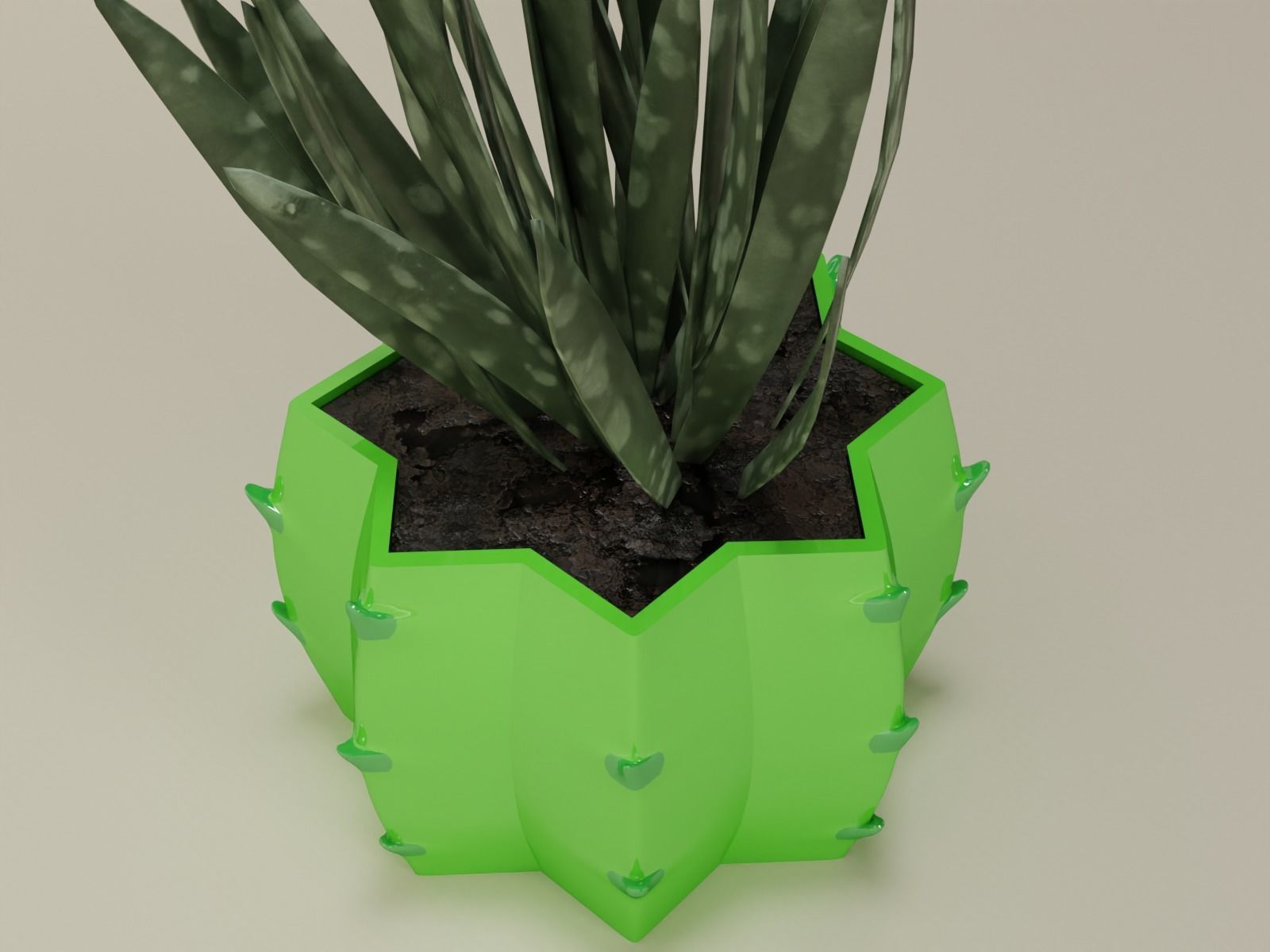 cactus plant pot 50  3D print model_10