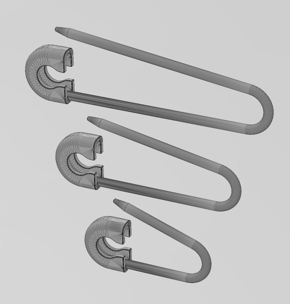 Simple safety pin pendant charm and ornament 3D print model_12