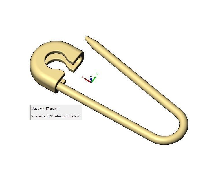 Simple safety pin pendant charm and ornament 3D print model_10