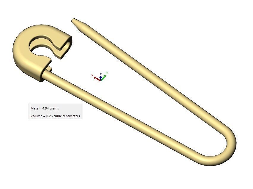 Simple safety pin pendant charm and ornament 3D print model_9