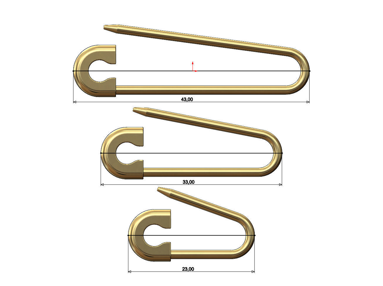 Simple safety pin pendant charm and ornament 3D print model_4