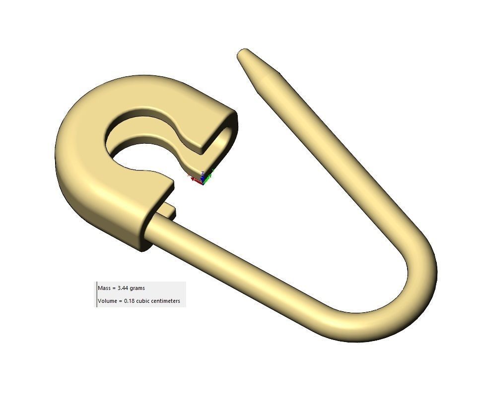 Simple safety pin pendant charm and ornament 3D print model_11