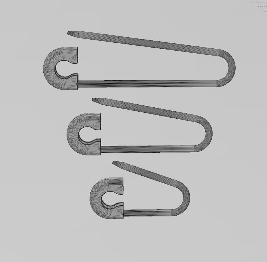 Simple safety pin pendant charm and ornament 3D print model_13