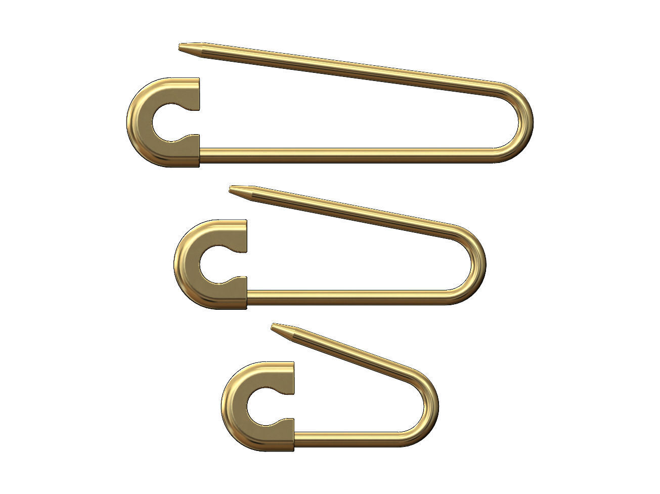 Simple safety pin pendant charm and ornament 3D print model_1