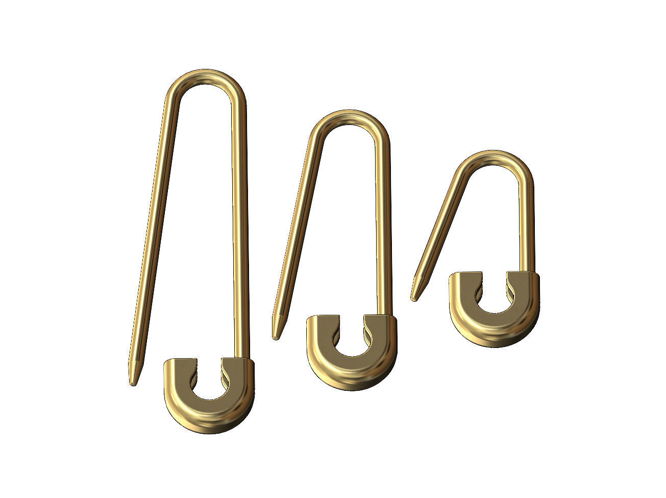 Simple safety pin pendant charm and ornament 3D print model_2