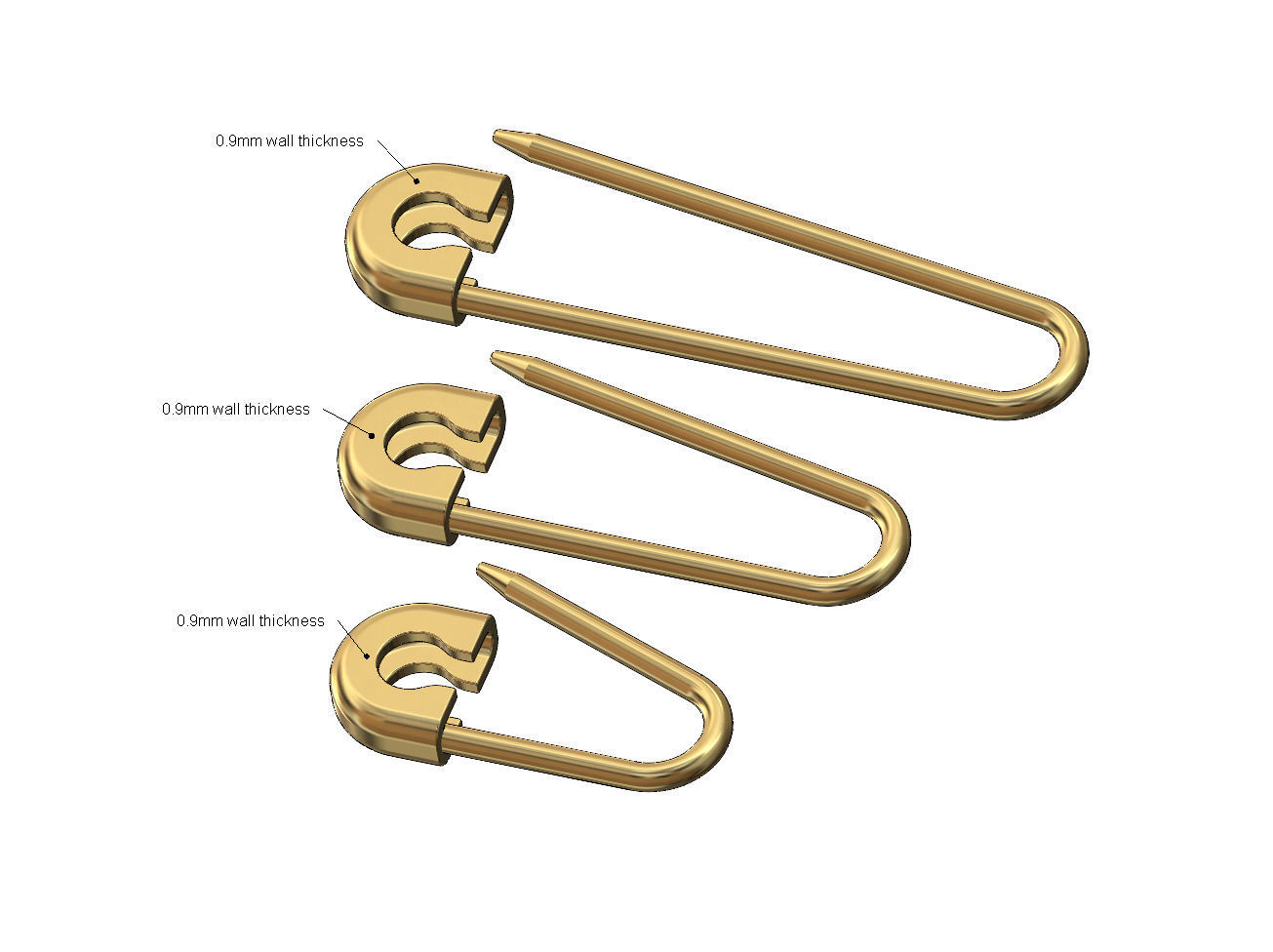 Simple safety pin pendant charm and ornament 3D print model_6