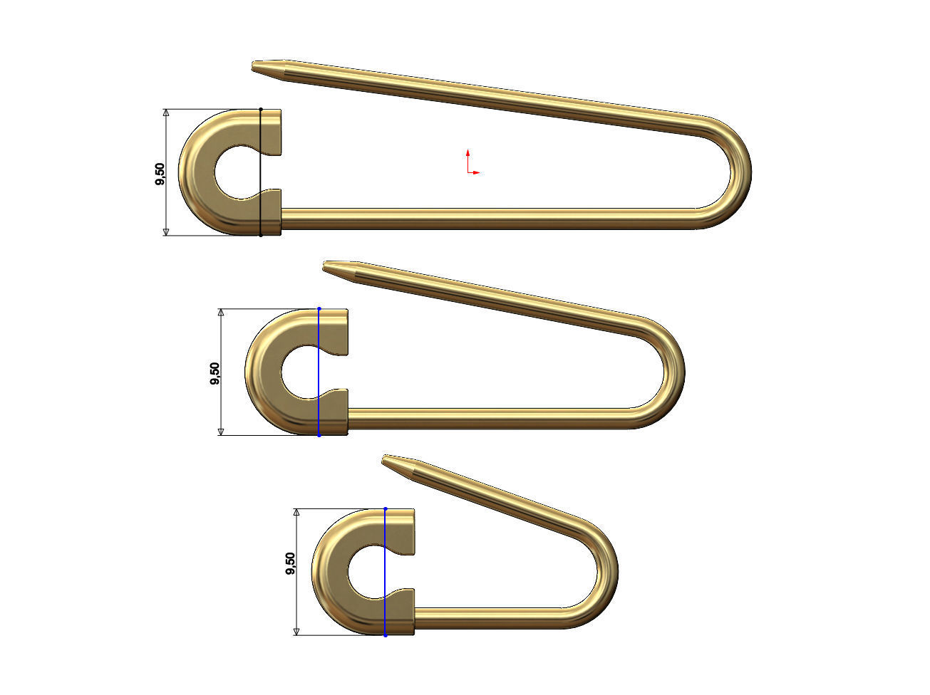 Simple safety pin pendant charm and ornament 3D print model_8