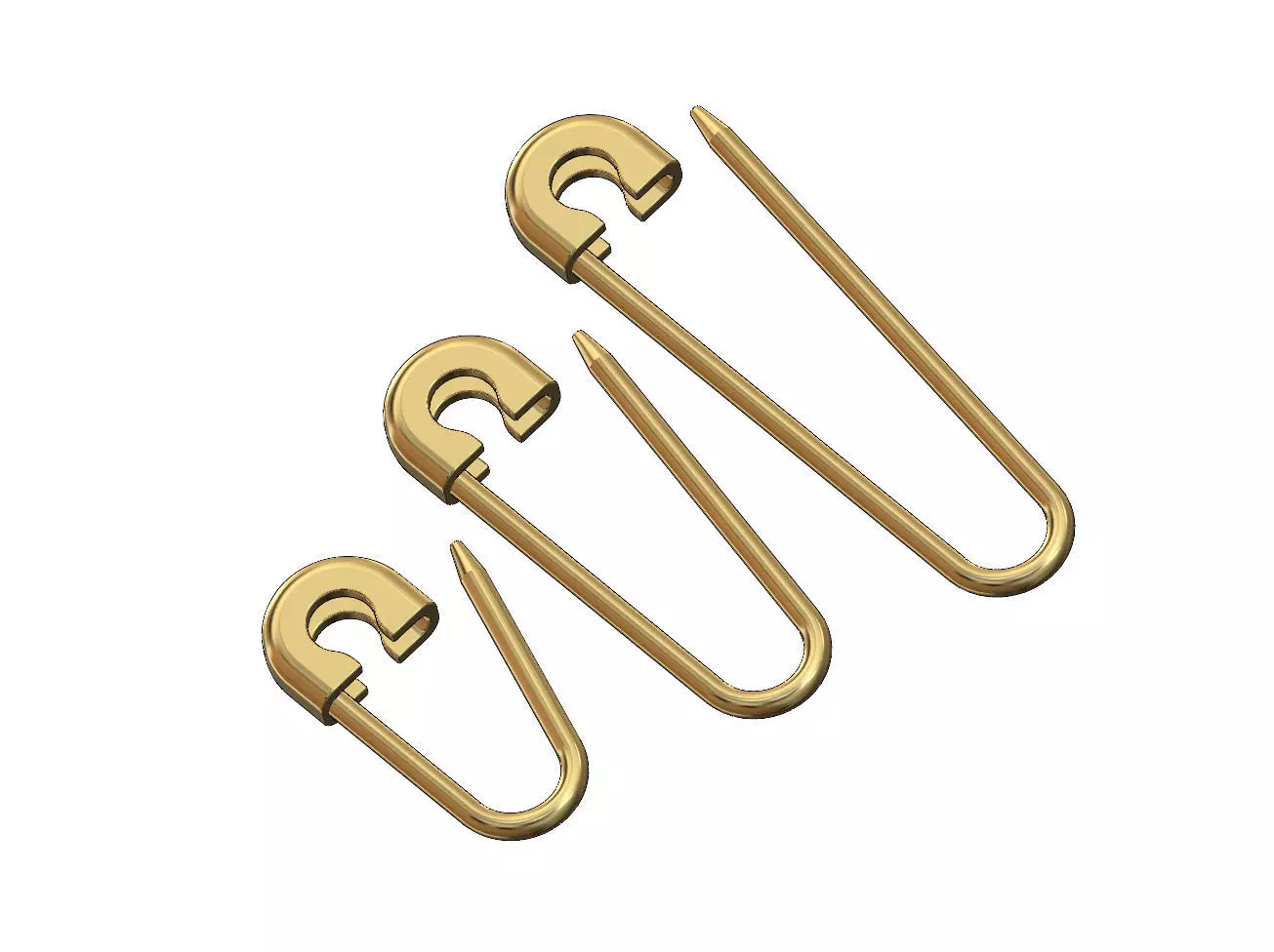 Simple safety pin pendant charm and ornament 3D print model_0