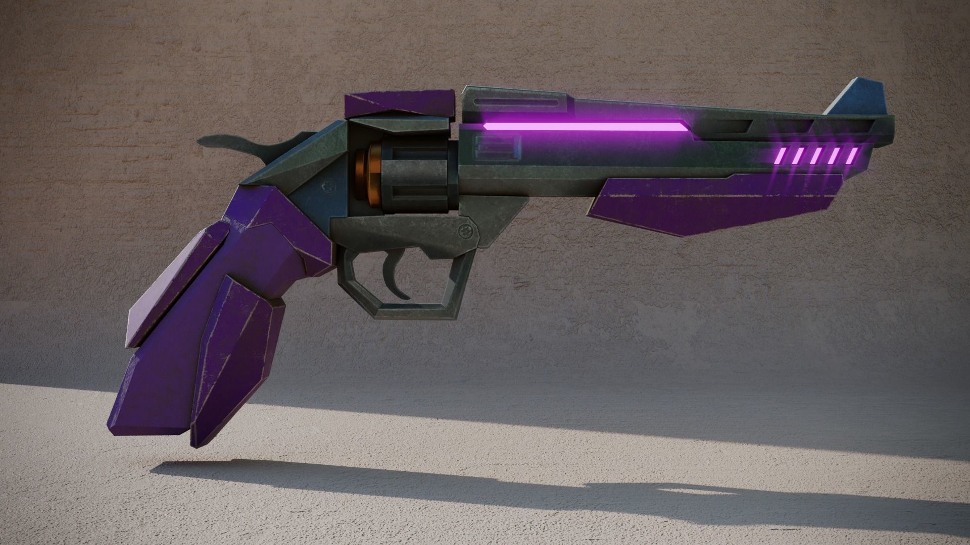 Sci-fi Revolver  Low-poly 3D model_6