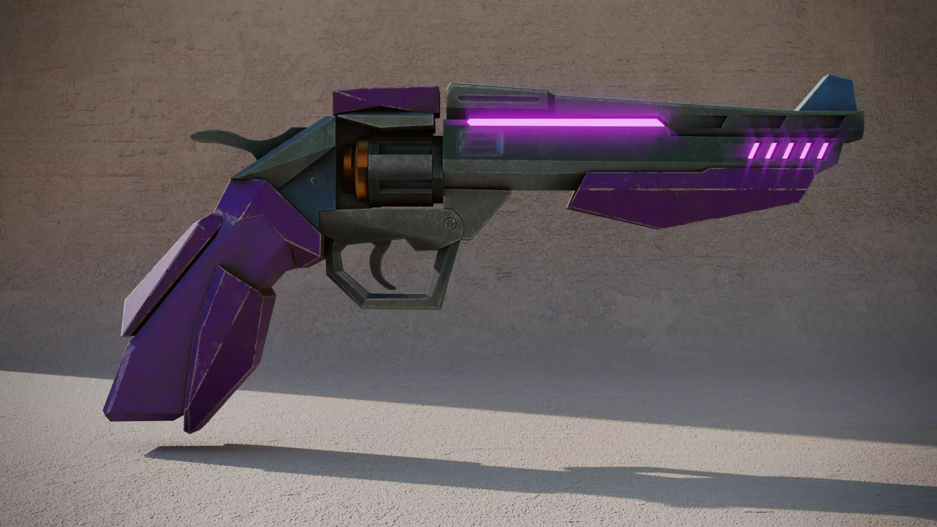 Sci-fi Revolver  Low-poly 3D model_0