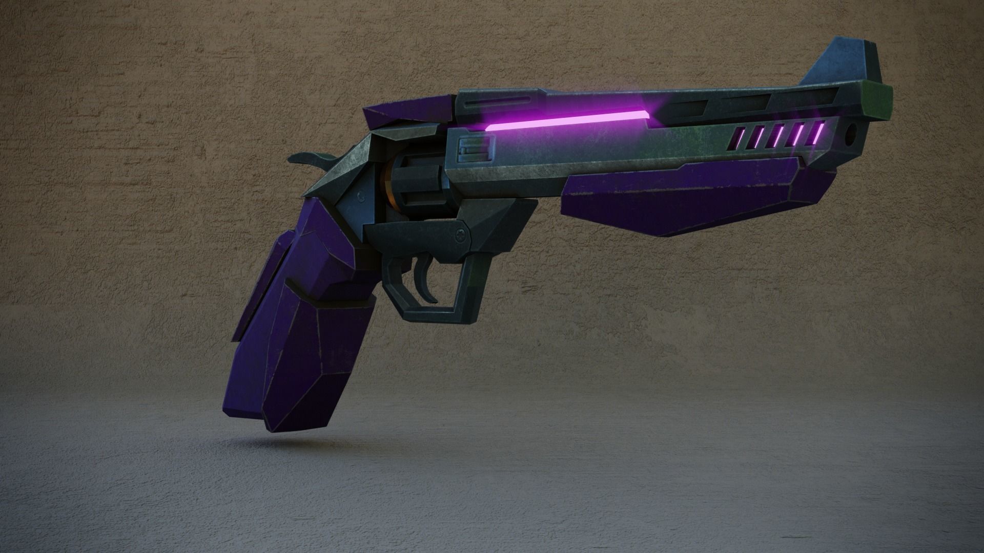 Sci-fi Revolver  Low-poly 3D model_5
